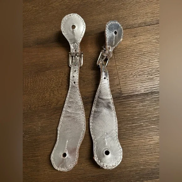 Horse Tack - Faux Cowhide Blue & Silver Western Spur Straps - Picture 3 of 3